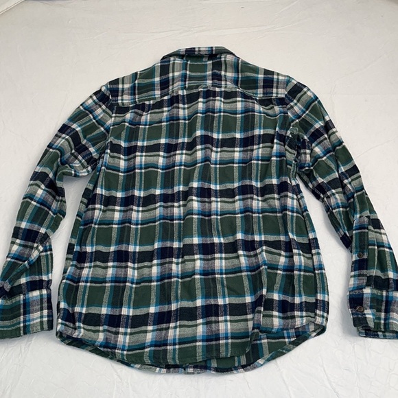 Urban Pipeline plaid navy and green flannel button down shirt L - Picture 3 of 7